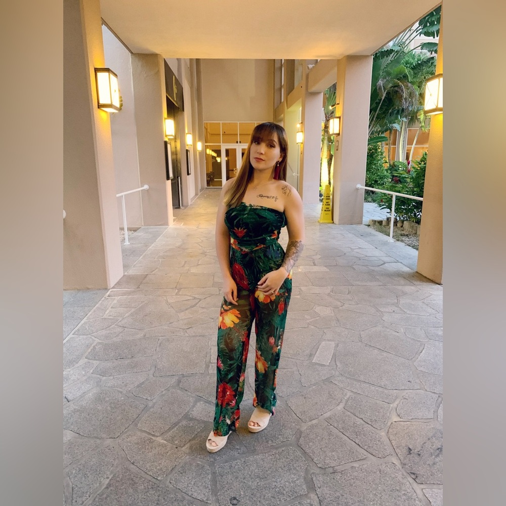 Tropical Goddess Mesh Jumpsuit
